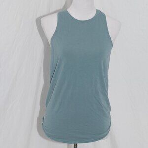 Peekaboo Tie Back Muscle Shirt Womens Medium Tank Top Slate Blue 18” pit to pit